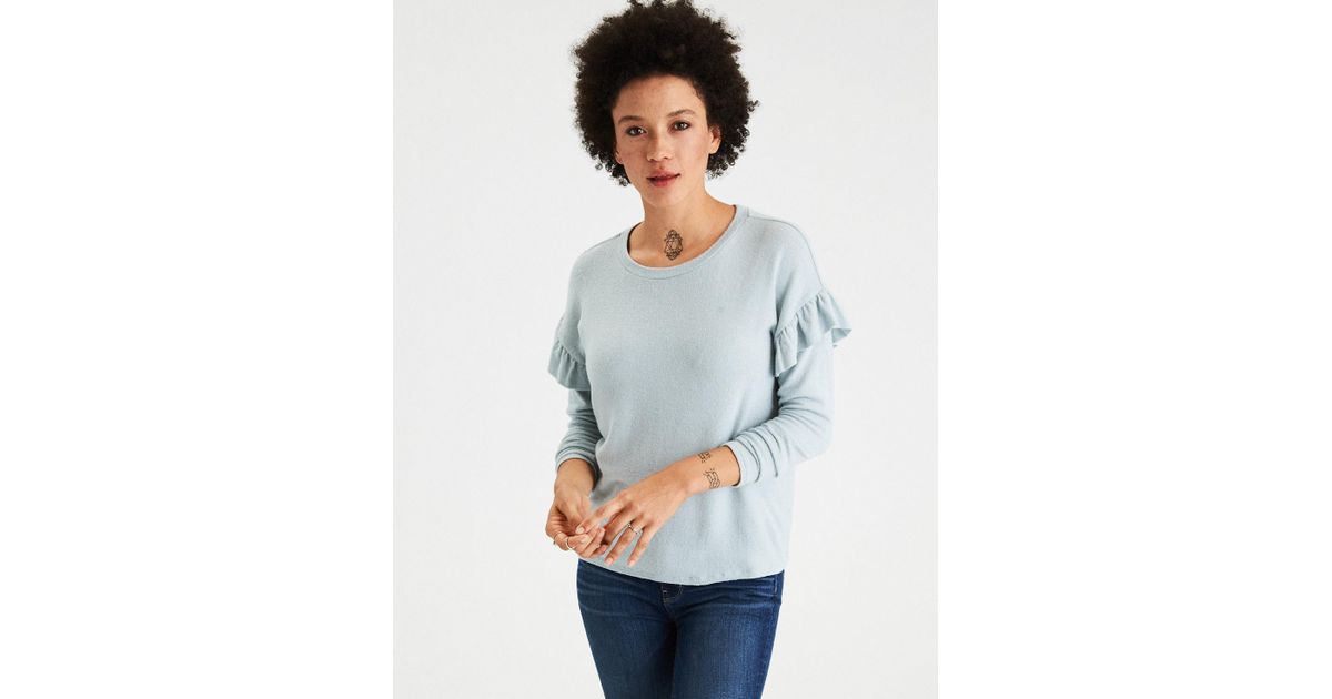 ruffle shoulder sweatshirt