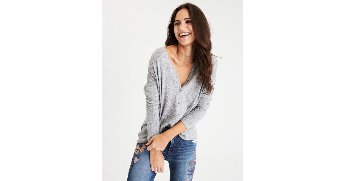 american eagle gray cardigan