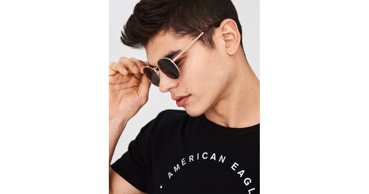 American Eagle Synthetic Gold Rounds Sunglasses in Metallic for Men - Lyst