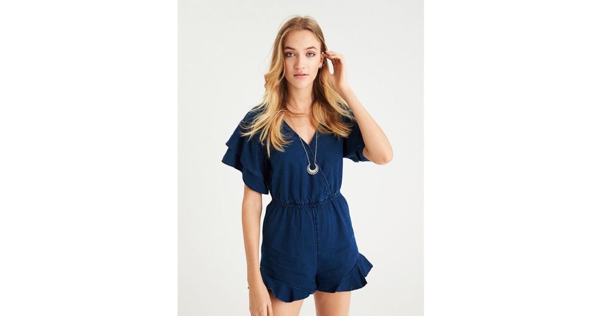 american eagle denim romper