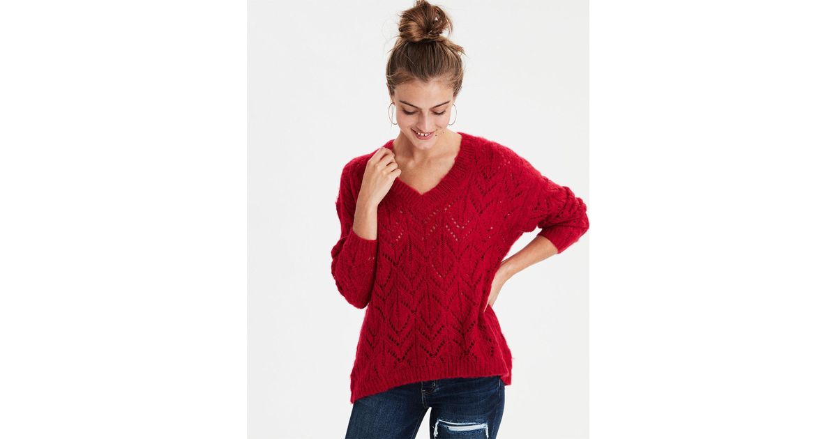 aerie red sweater