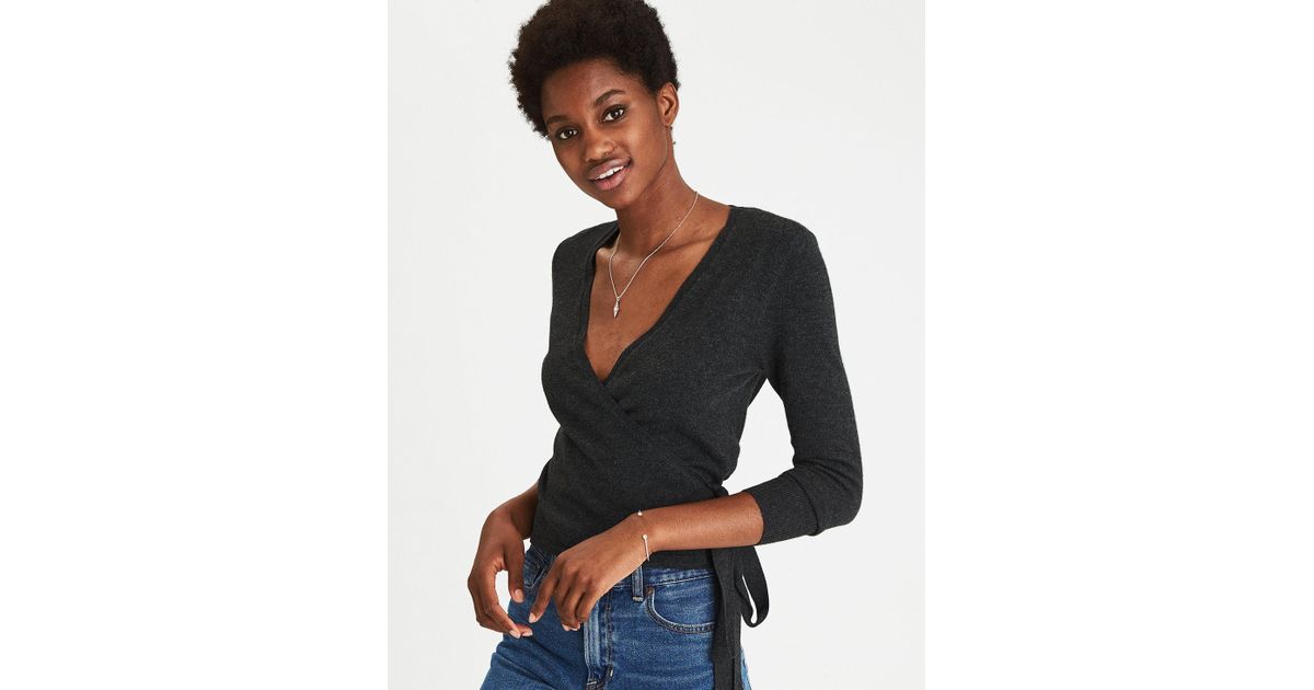 cropped ballet wrap sweater
