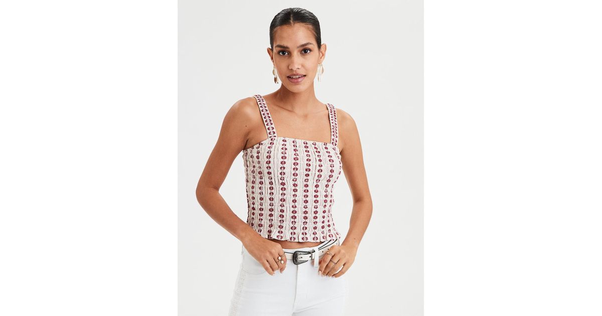 red smocked tank top