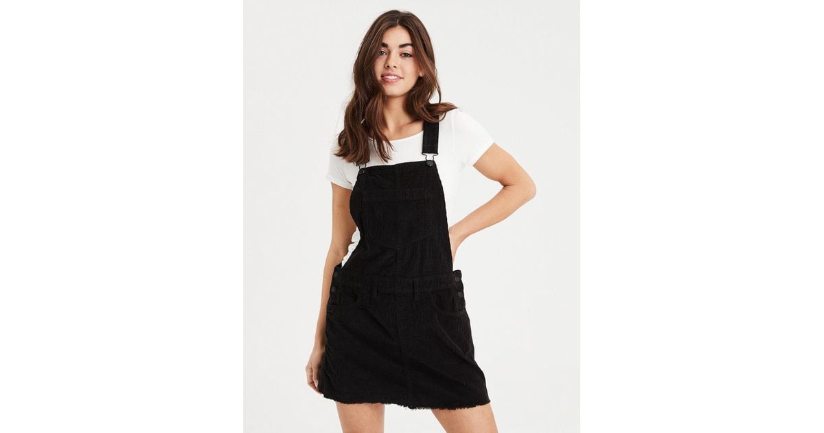 black overall dress corduroy