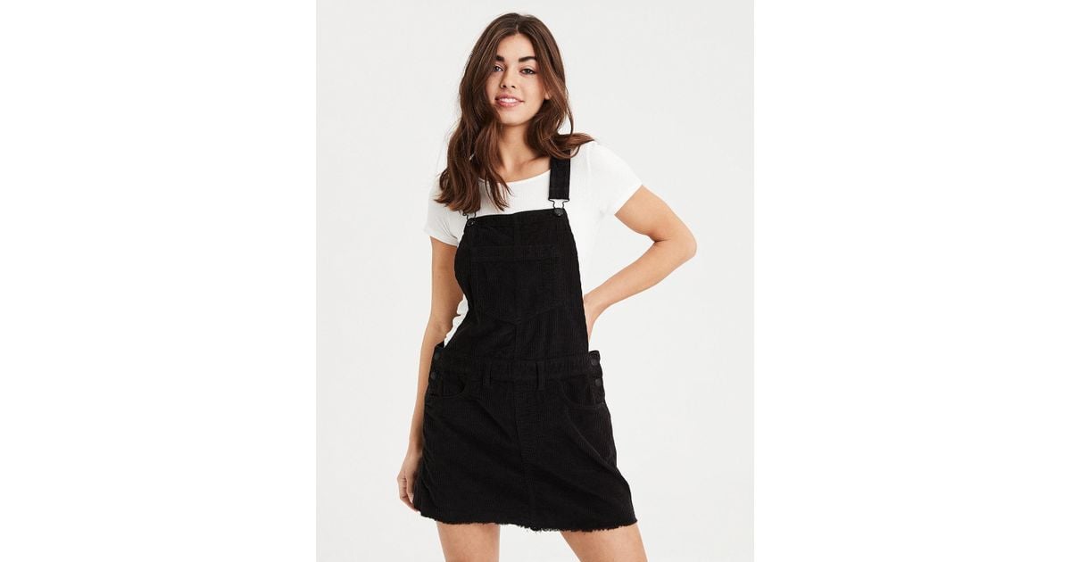 corduroy overall dress black