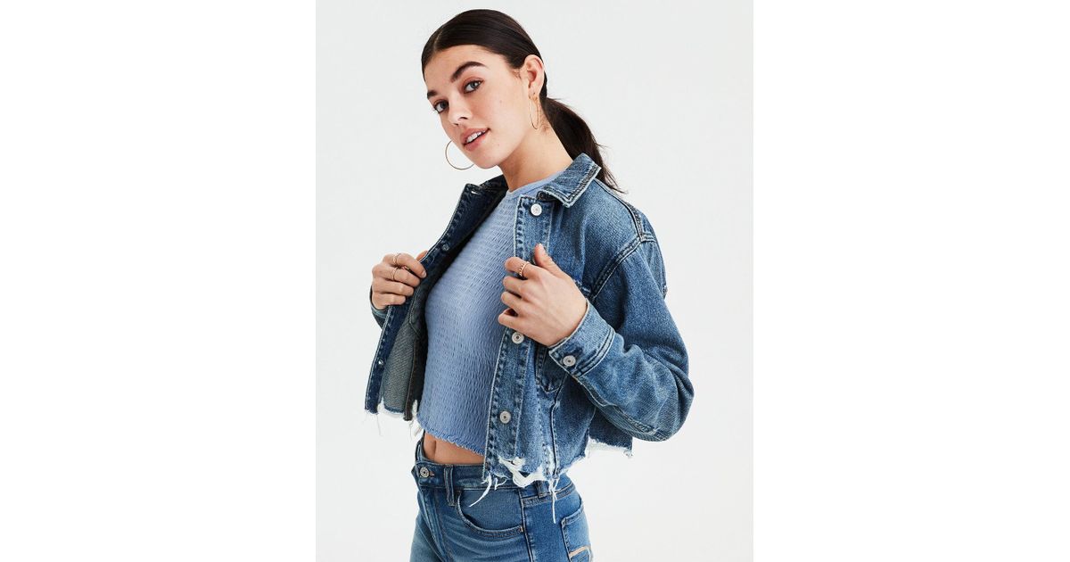 american eagle cropped denim jacket