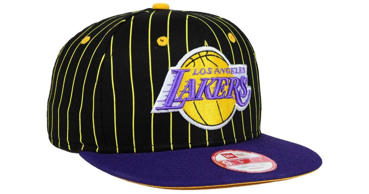 Ktz Los Angeles Lakers Vintage Pinstripe 9fifty Snapback Cap In Black Gold Purple Black For Men Lyst