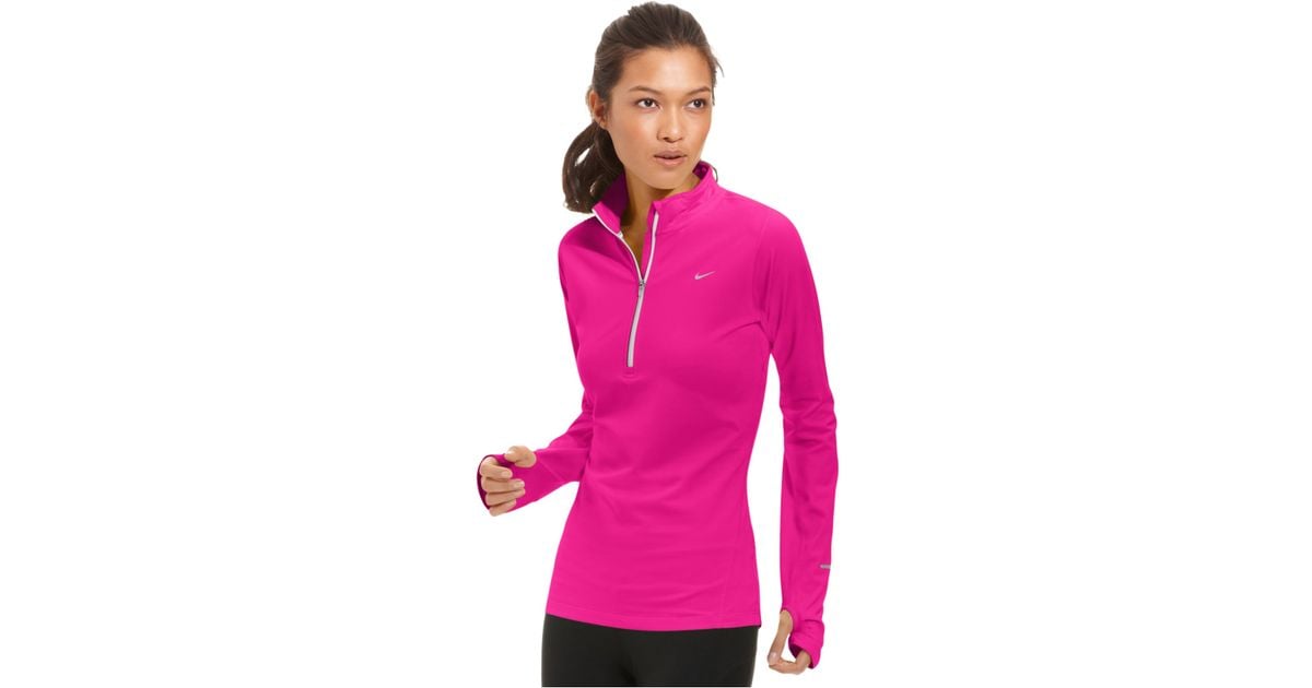 Nike Element Dri-fit Half-zip Pullover in Pink | Lyst
