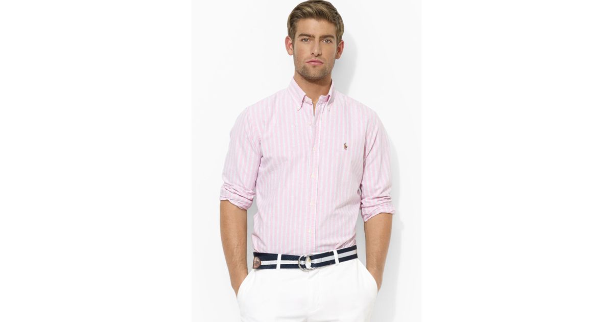 Ralph Lauren Polo Classic Fit Multi Striped Oxford Sport Shirt in Pink ...