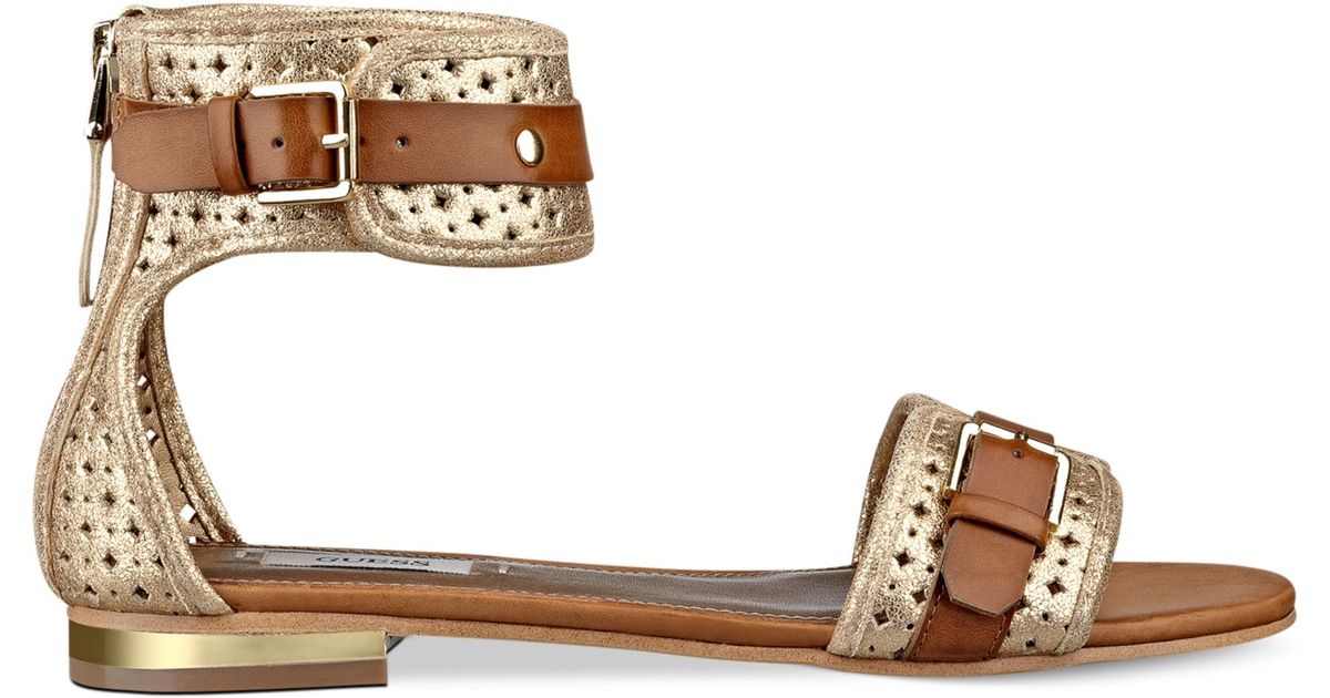 guess gold flat sandals