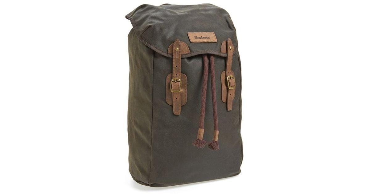 Barbour Waxed Canvas Backpack in Olive 