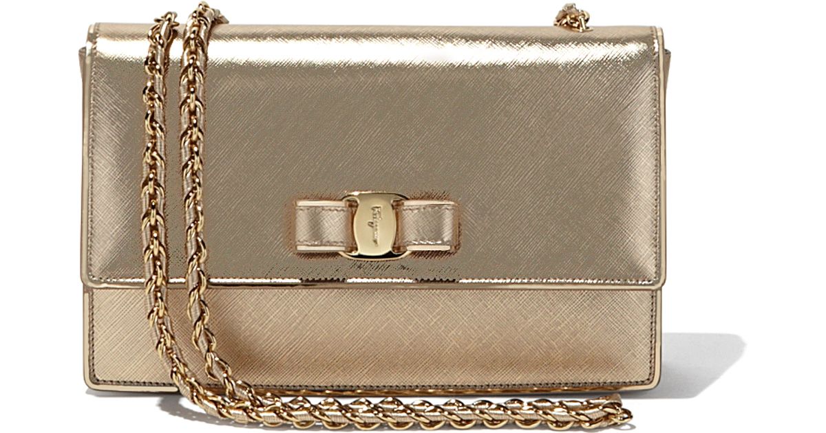 ferragamo gold bag