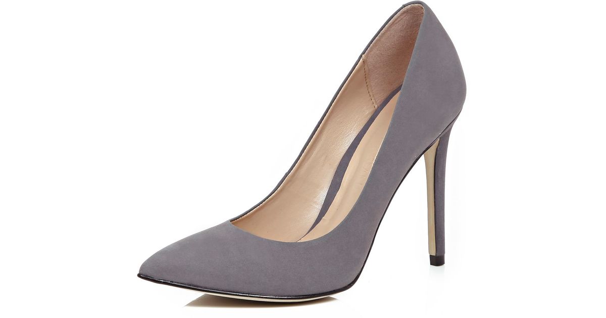 grey leather court shoes