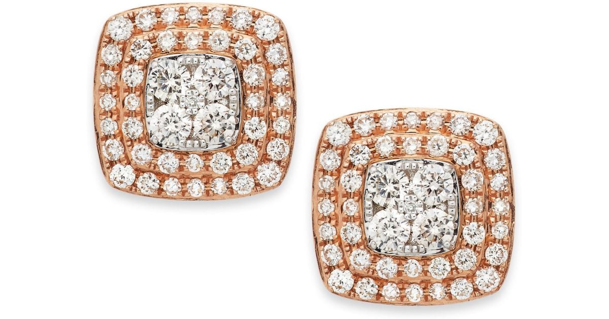 Effy Collection Pave Rose By Diamond Square Stud Earrings In Effy Collection Pave Rose By Diamond Square Stud Earrings In 14k Gold 7 8 Ct T W Metallic Lyst