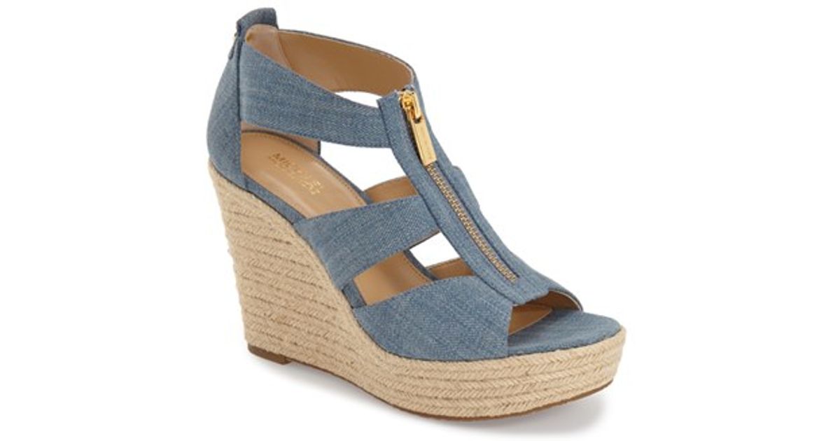 michael kors denim wedge sandals