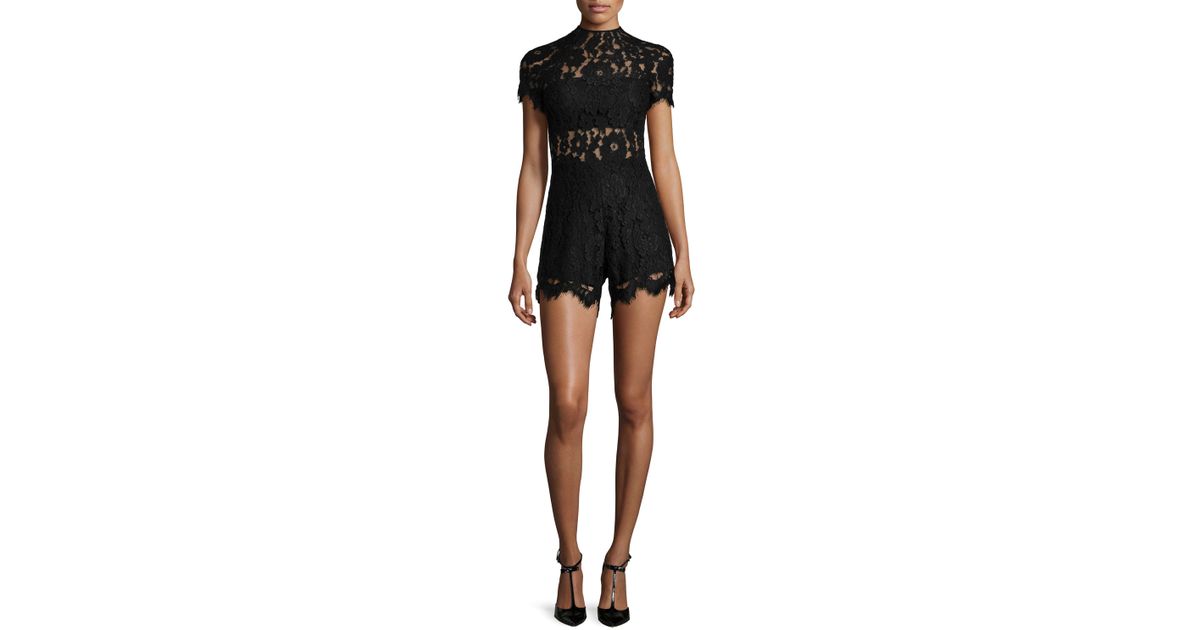 short sleeve lace romper