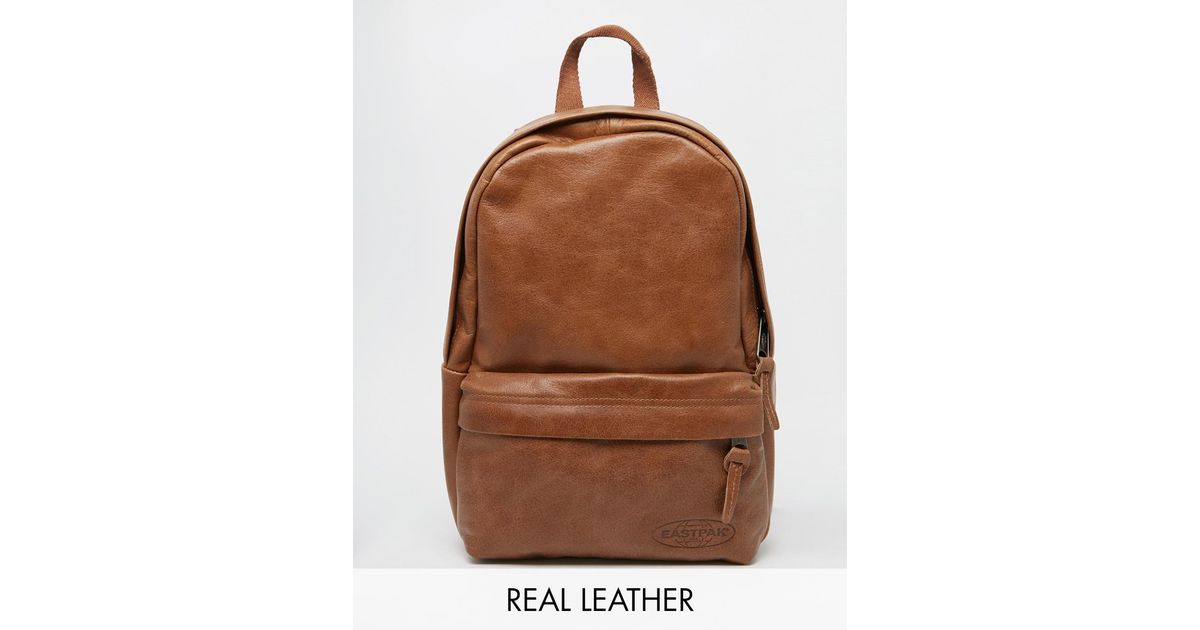 Eastpak Leather Backpack in Brown Lyst