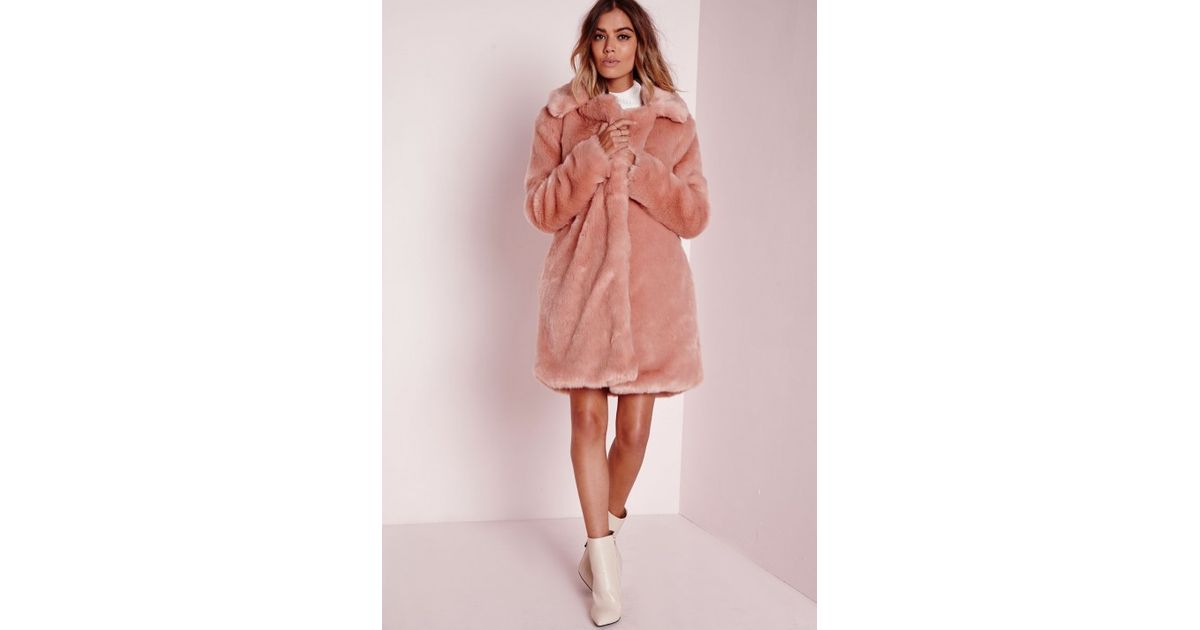 Pink Collarless Open Front Faux Fur Coat Choies 2017 New Faux Fur Coat Pink Fox Long Sleeve Women Thick Coats Fourrure Winter Jacket