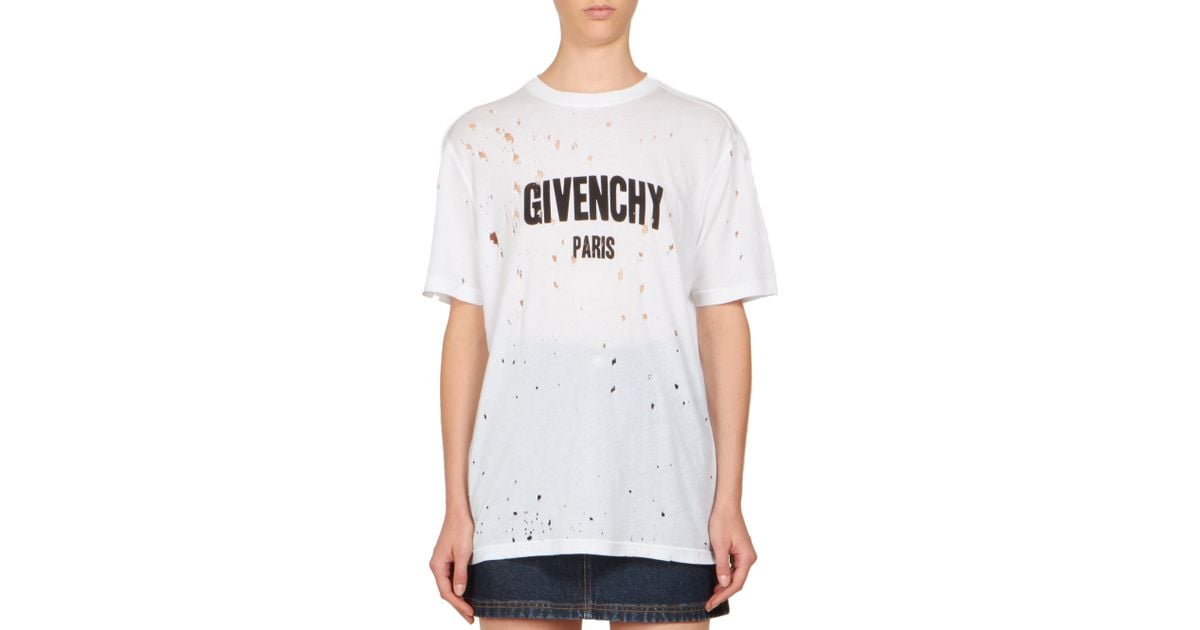 Givenchy Destroyed T-shirt in White - Lyst