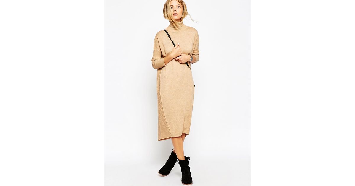 roll neck midi jumper dress