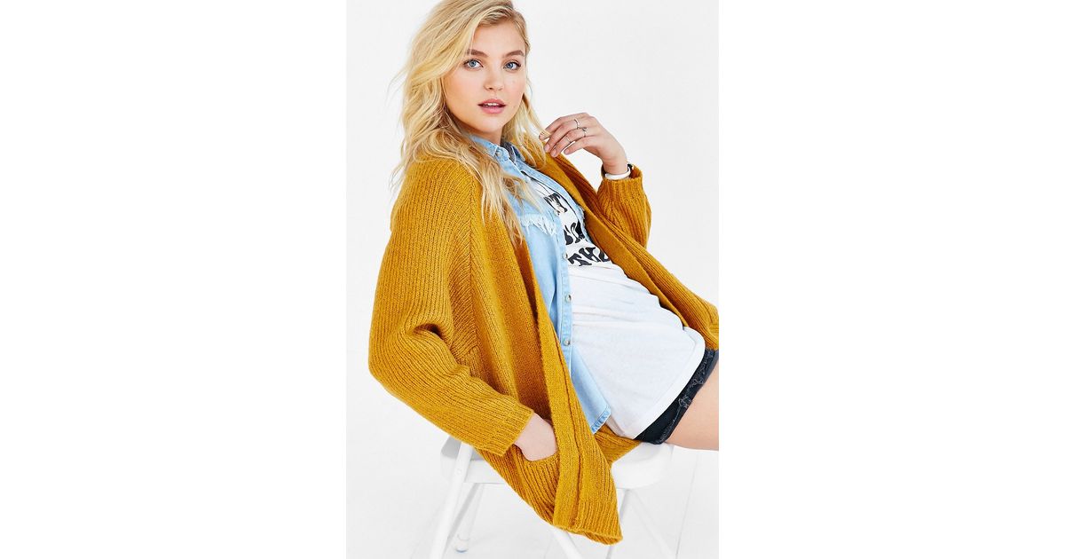 tie front cardigan yellow
