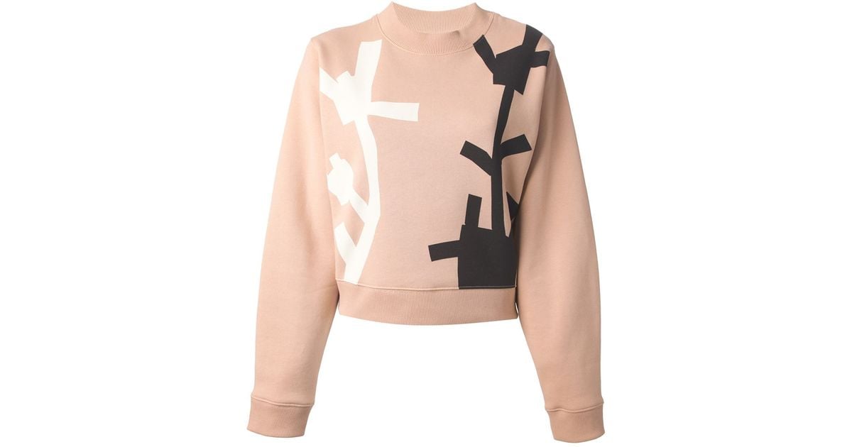 Acne Studios Bird Flower Print Sweatshirt in Pink Lyst