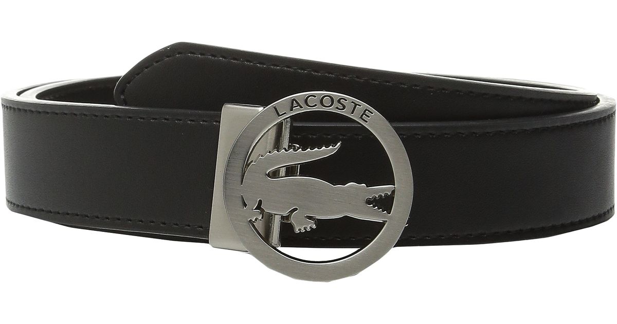 Lacoste Premium Leather Belt Cutout Buckle in Black - Lyst