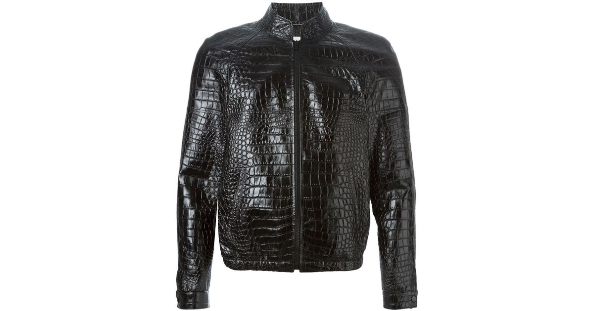 Saint Laurent Crocodile Embossed Jacket in Black for Men Lyst