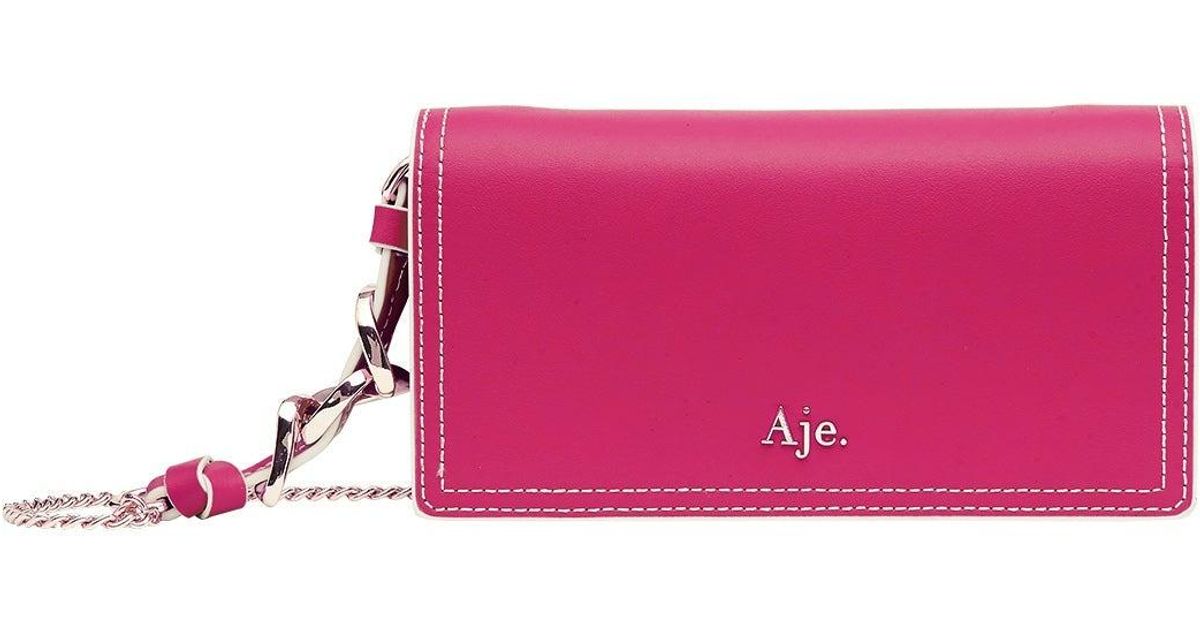 Aje Leather Roux Chain Clutch Bag In Fuchsia Pink Lyst aje-leather-roux-chain-clutch-bag-in-fuchsia-pink-lyst