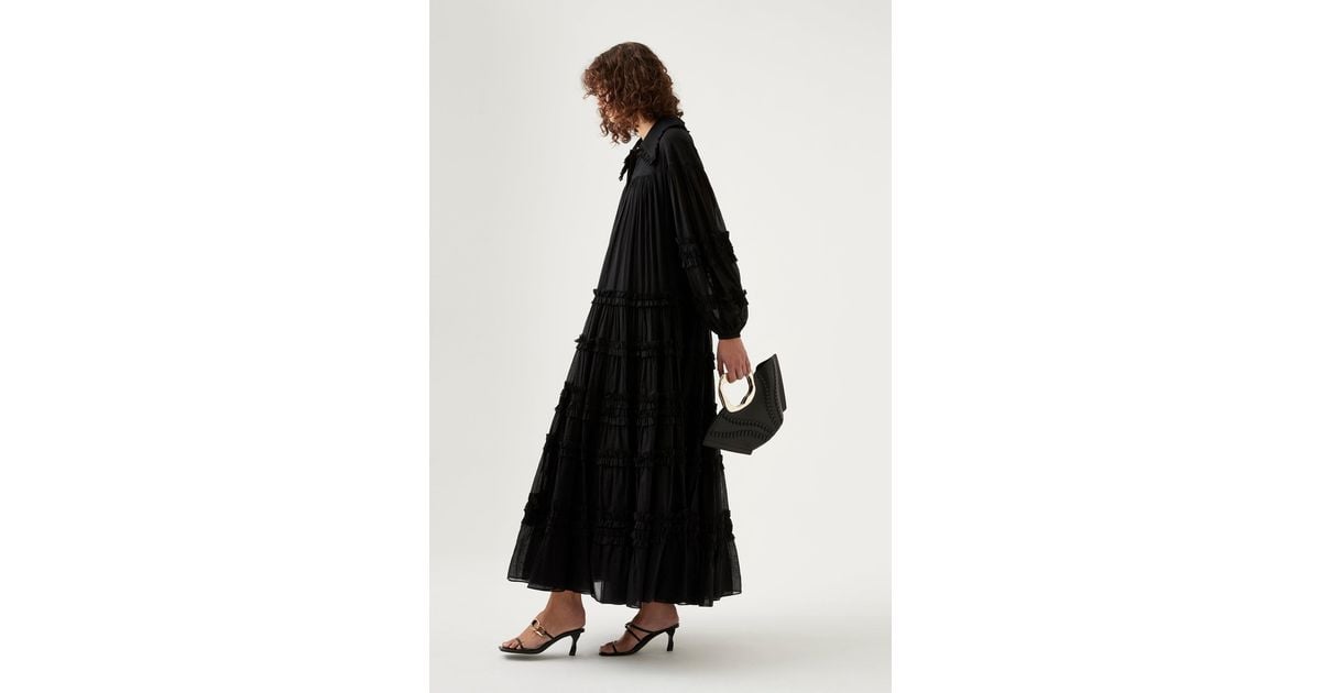 Aje. Cotton Memento Tiered Maxi Dress in Black | Lyst