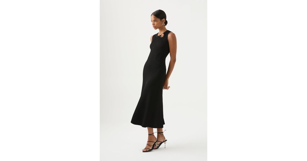Aje. Crescent Knit Midi Dress in Black | Lyst