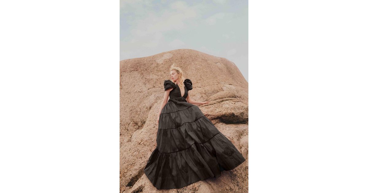 Aje. Statuesque Tiered Gown in Black Lyst