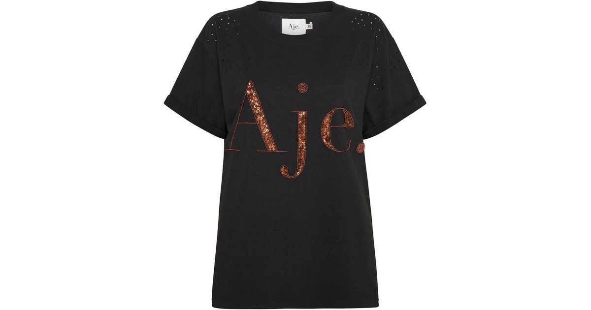 Aje. Cotton Tee Distressed Charcoal in 