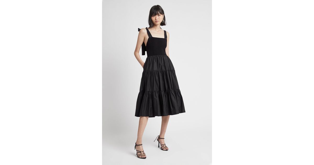 Aje. Cotton Casa Tiered Knit Midi Dress in Black - Lyst