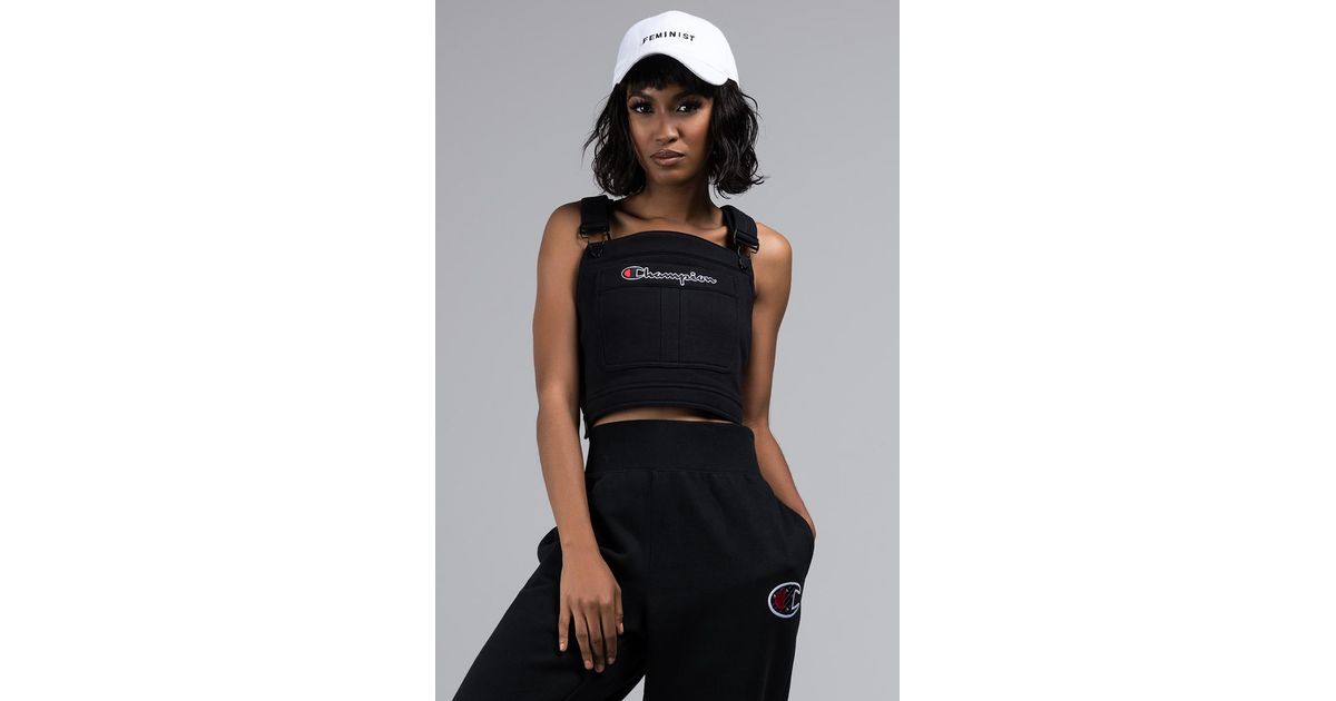 champion super fleece overall crop top