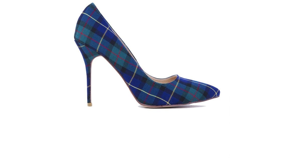 AKIRA Plaid Print Pump - Green Plaid | Lyst