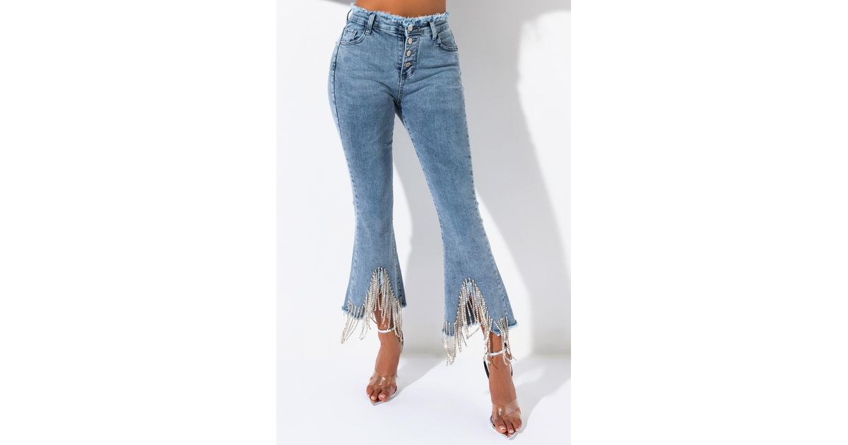 Rhinestone Fringe Jeans 