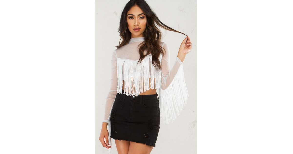 silver mesh crop top