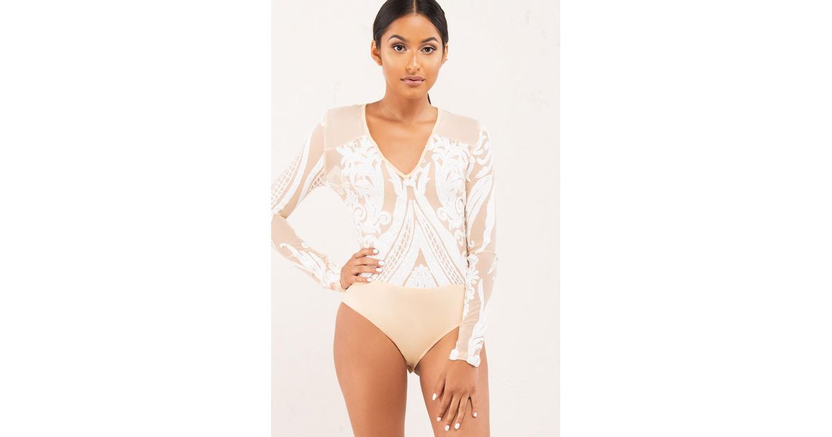 white sequin bodysuit
