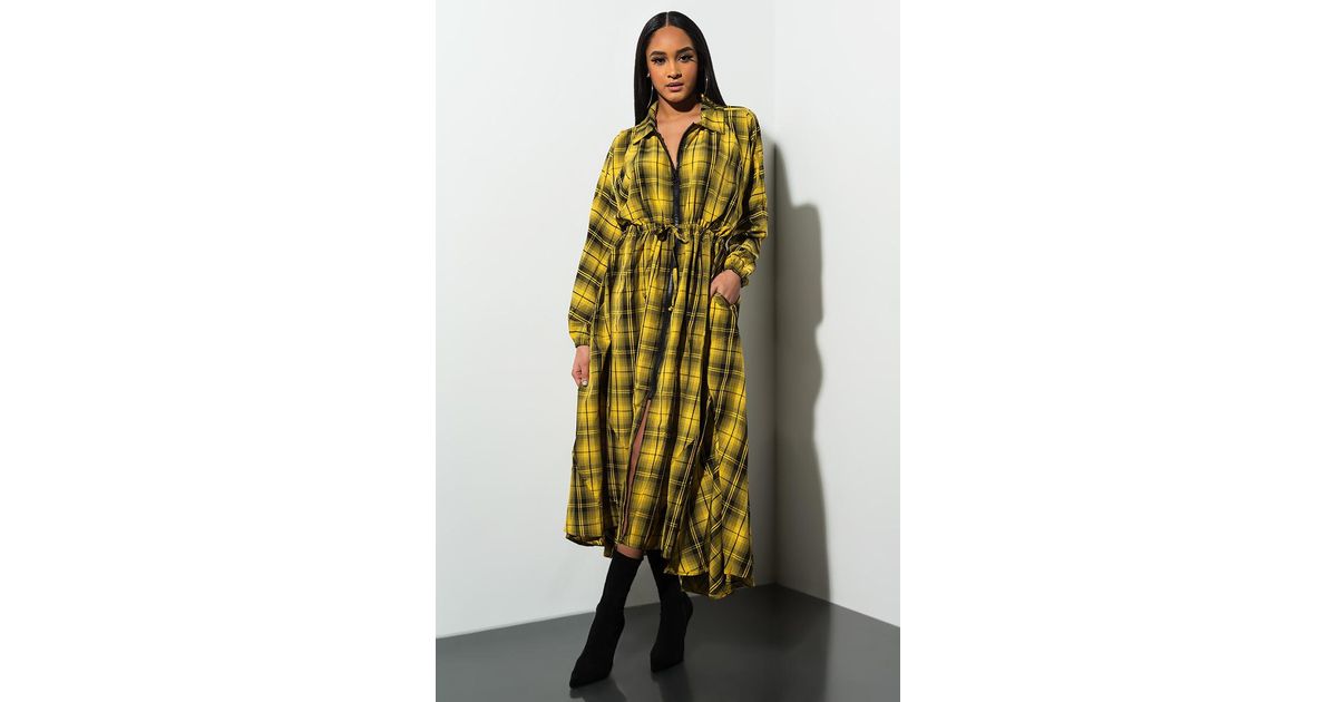 yellow plaid maxi dress