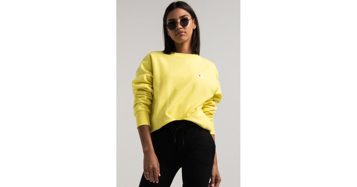 yellow champion crewneck womens
