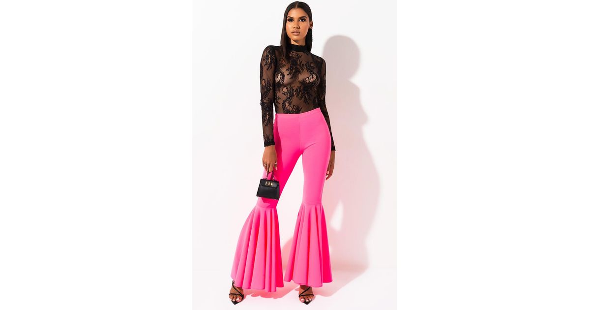 neon pink flare pants