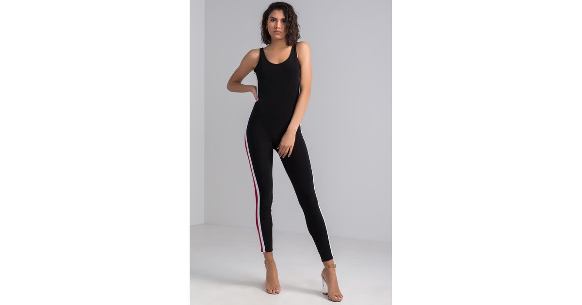 striped bodycon jumpsuit