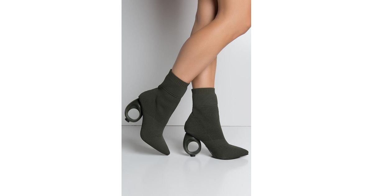 Rounded Circle Heeled Bootie 