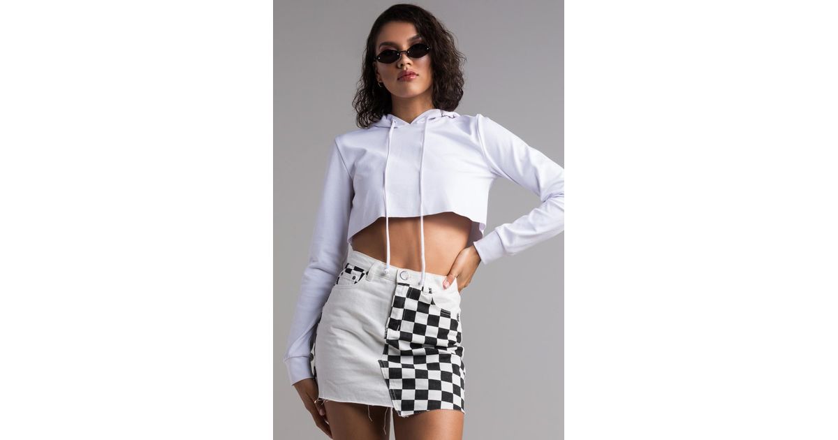 checkered jean skirt