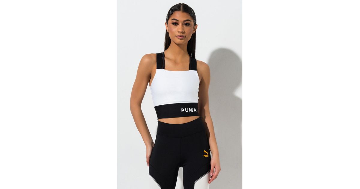 PUMA Synthetic Chase Crop Top in White - Lyst
