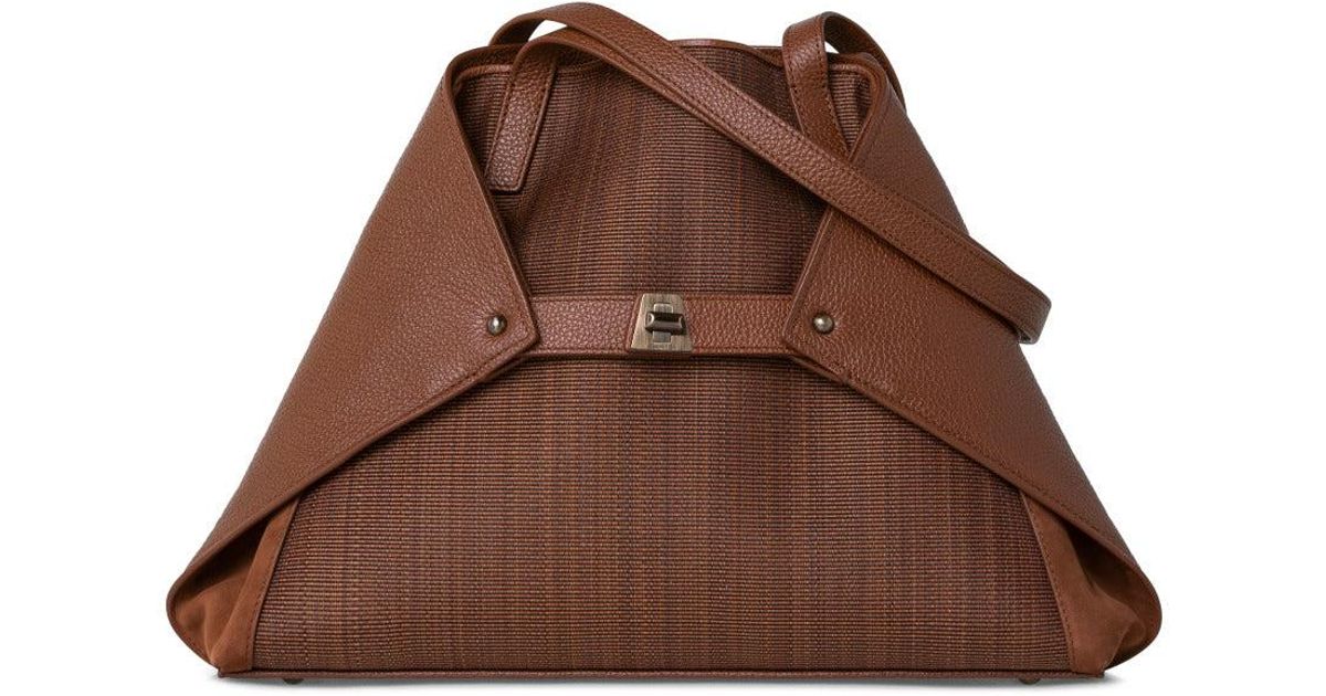 Akris Small Reversible Leather And Horsehair Convertible Shoulder Bag in Brown Lyst