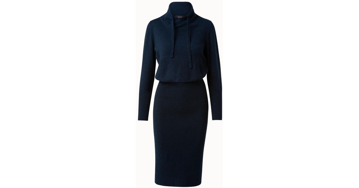 Akris Cashmere Cowl Neck Knit Dress in Blue Lyst