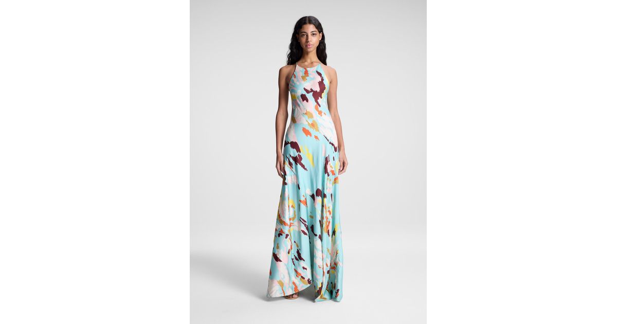 blue floral one shoulder sybil maxi dress A.L.C. Sybil Maxi Dress