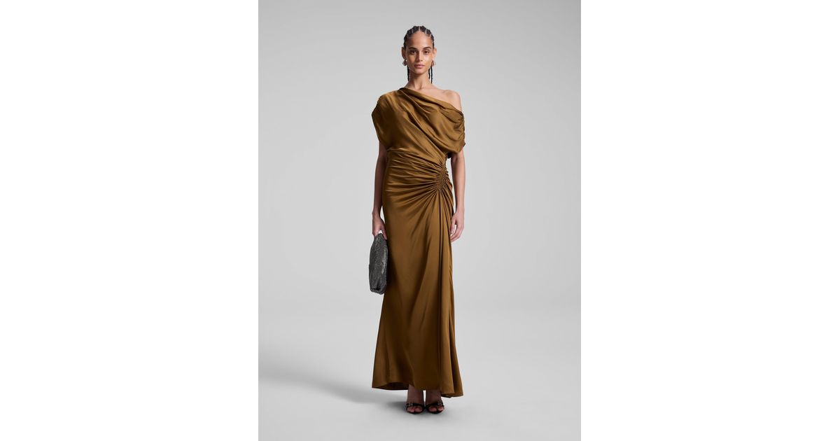 alc penny satin dress A.L.C. Penny Satin Midi Dress in Natural